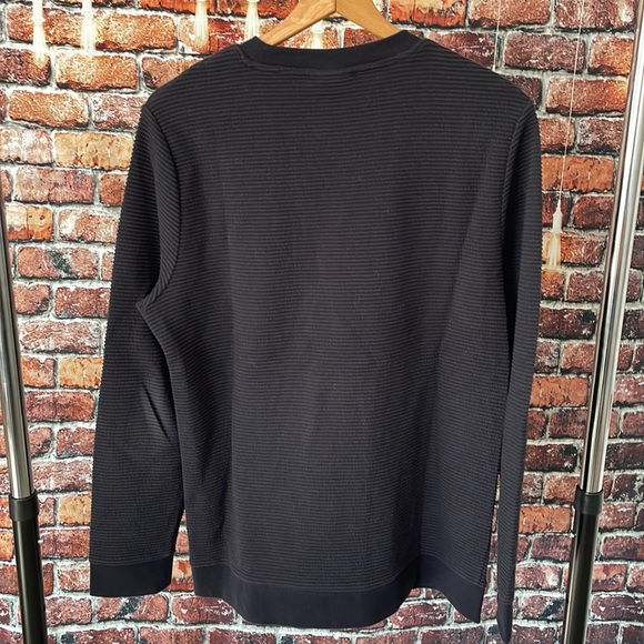 H&M men’s navy blue ribbed sweatshirt medium sleek business casual pullover - Picture 4 of 4